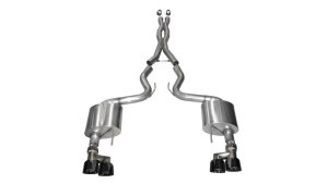 Ford Mustang Performance Exhaust - CORSA Performance - Cat Back, Dual Rear Exit, Twin Black Quad Tips, Xtreme - Black - `15-`17